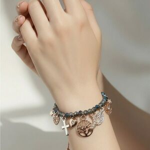 Tree Of Life Medallion Charm Gold Tone Adjustable Bracelet NWT